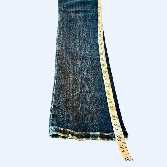 Vintage 90s / Y2K JNCO Dark Wash Distressed Bottom Straight Leg Jeans - Picture 12 of 14